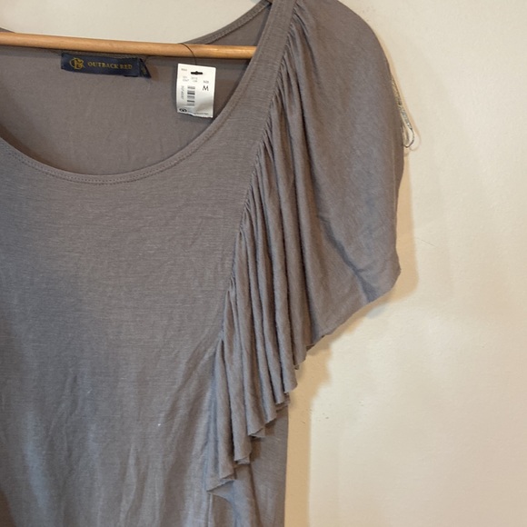 NWT Outback Red, Beige/Nude Short Sleeve Waterfall Sleeve Top - Picture 3 of 12